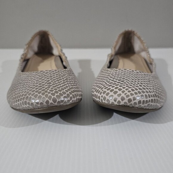 Vionic Alexa Ballet Flat Size 7 Metallic Gray Taupe Leather Lizard Print Slip On - Picture 5 of 13